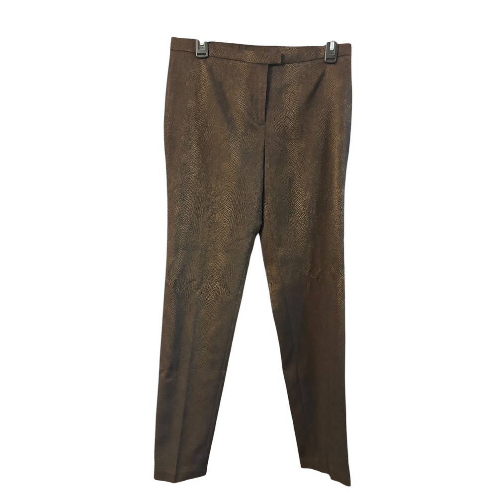 Doncaster Collection Bronze Metallic Snakeskin Textured Slim Leg Pants Womens 4